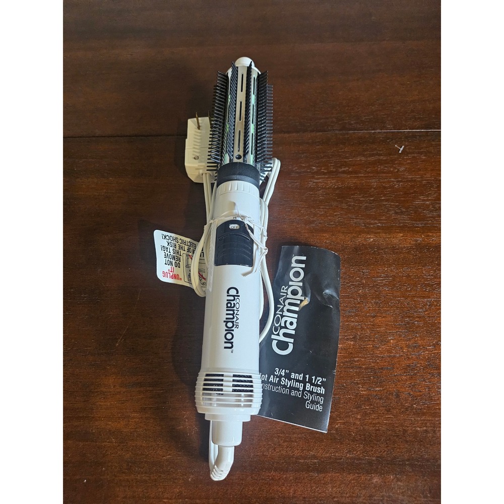 Conair Hot Air Styling Brush Women White 3/4 and 1 1/2 Inch Champion Dual Barrel